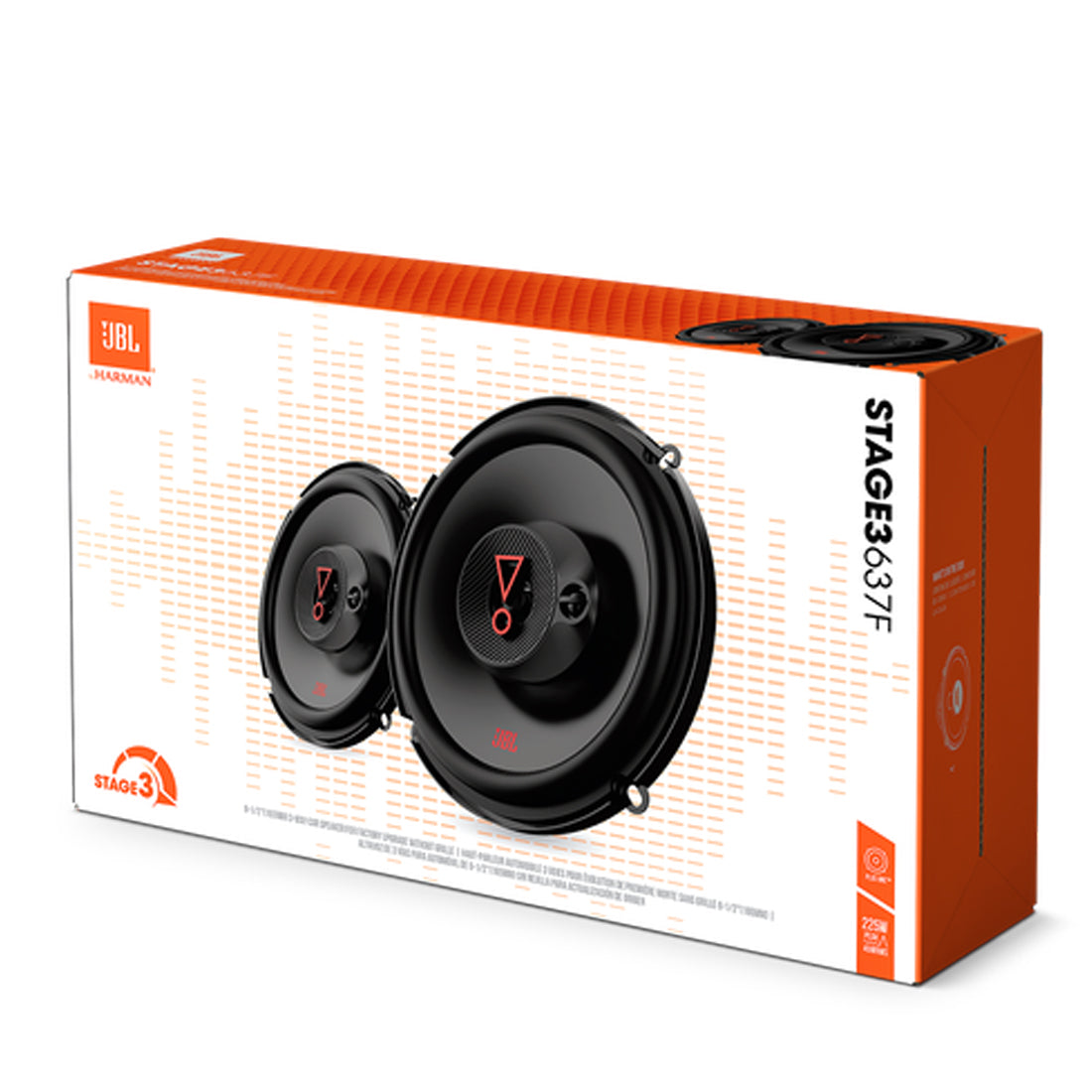 JBL Stage3 637F 6.5” 3-Way 135W Peak 3-Ohm Car Audio Speakers NO GRILL (Pair)