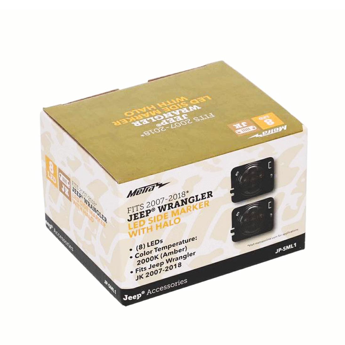 iBeam JP-SML1 Amber LED Side Marker Lights w/ Halo for Jeep Wrangler JK 2007-18