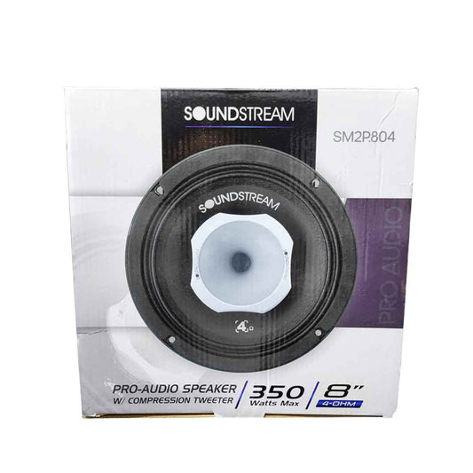 Soundstream SM2P.804 8" 2-Way 350W Max Pro-Audio Speaker w/ Compression Tweeter