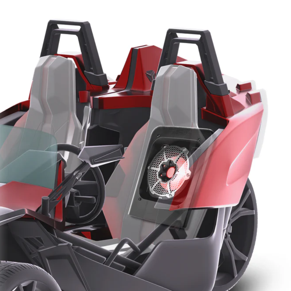 DS18 SLG-RSUB10LD 10" Loaded Rear Sub Enclosure for Polaris Slingshot 2015-Up