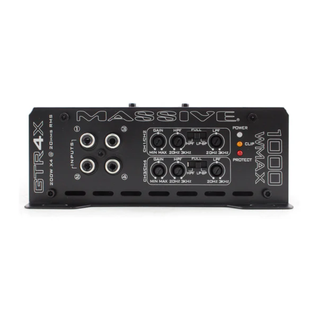 Massive Audio GTR4X 4-Channel 220 Watts RMS x 4 @ 2 Ohm Class-D Car Amplifier