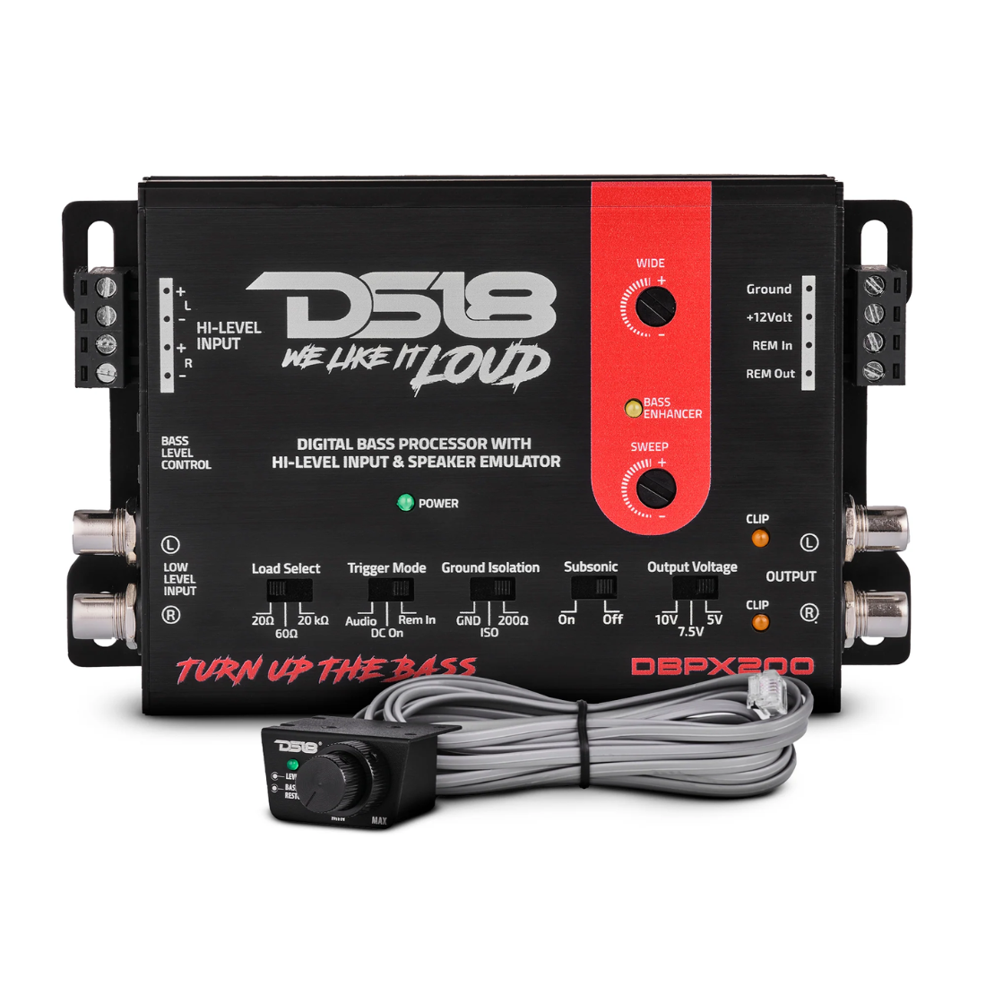 DS18 DBPX200 Digital Bass Processor w/ Hi-Low Signal Converter/Speaker Emulator