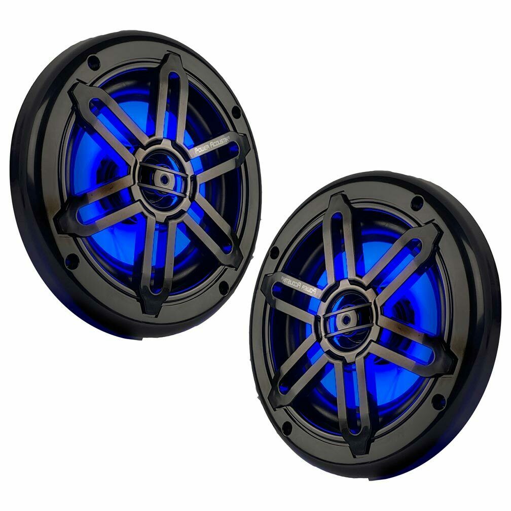 Power Acoustik MFL-65WB 6.5" Marine Coaxial Speakers w/ LED White & Black Grills