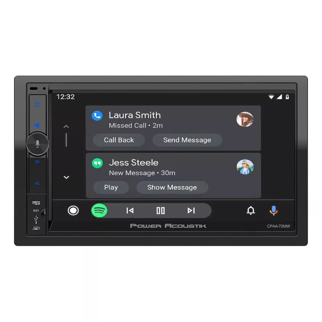 Power Acoustik CPAA70MW 7" 2-DIN Receiver w/ Wireless Apple CarPlay/Android Auto