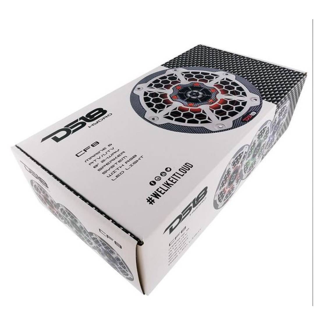 DS18 CF8 450 Watts Max 8" 2-Way Carbon Fiber Hydro Marine Speakers