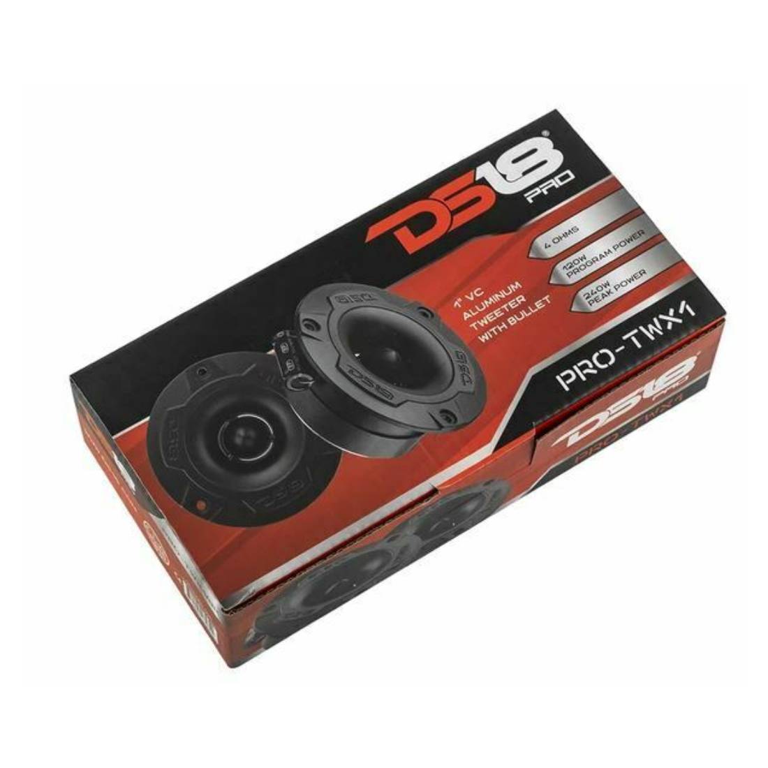 DS18 PRO-TWX1/BK 240W Max 4 Ohm 1" Vc Aluminum Super Bullet Car Tweeter - Black