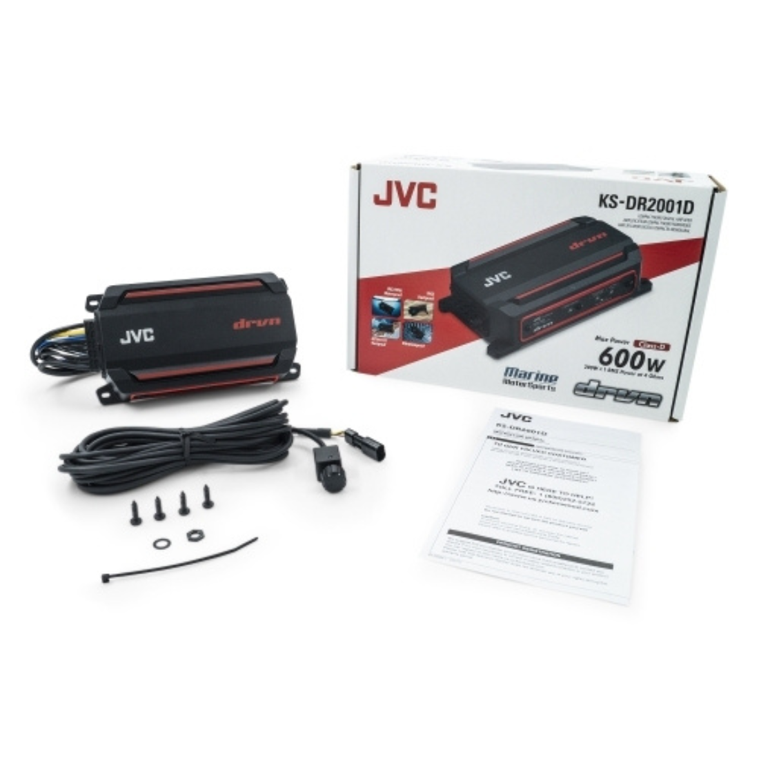 JVC KS-DR2001D 600W Max Mono Car/UTV/Motorcycle Compact Digital Marine Amplifier