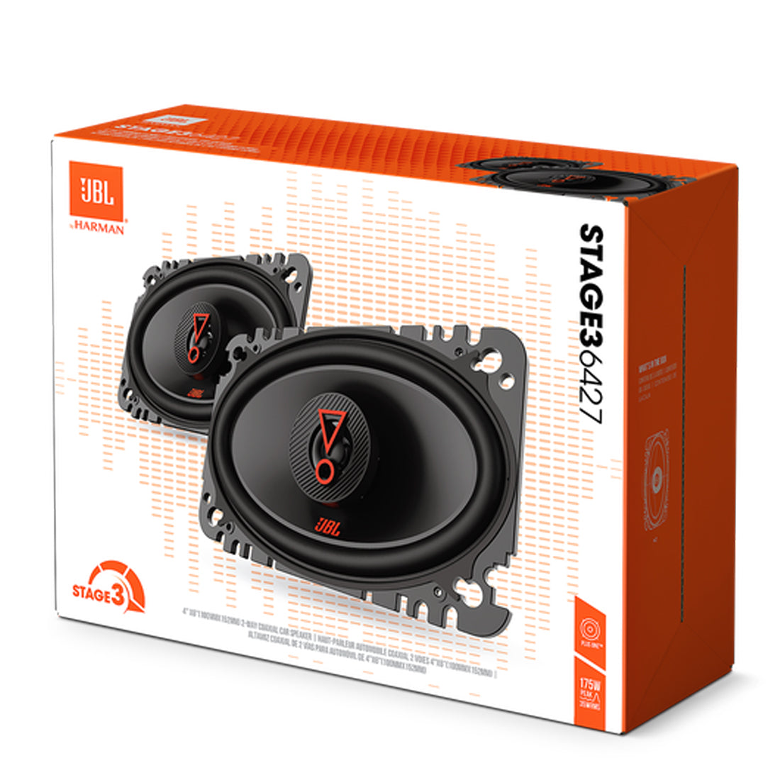 JBL Stage3 6427 4" x 6" 2-Way 175 Watts Peak 3-Ohm Car Audio Speakers (Pair)