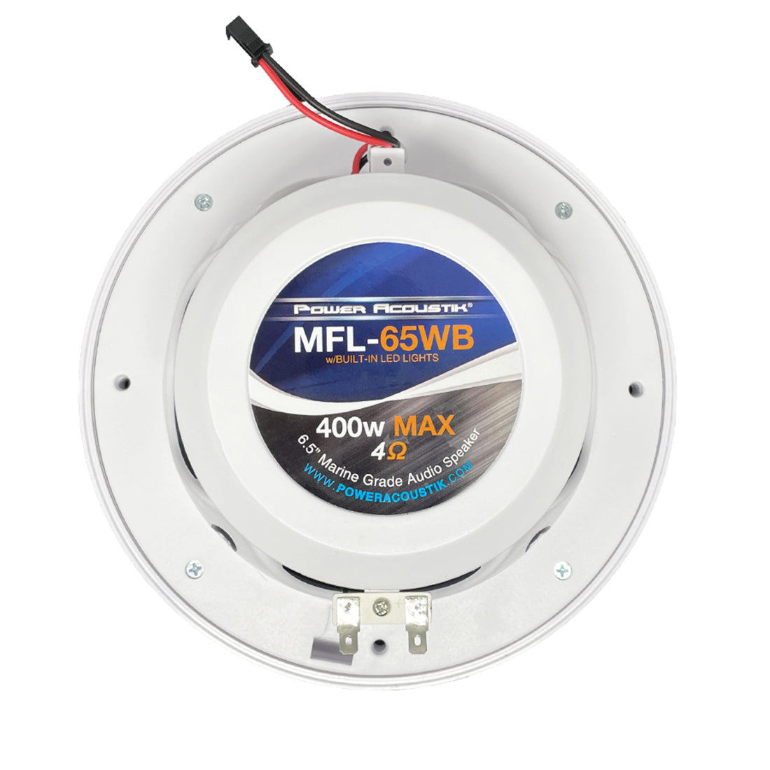 Power Acoustik MFL-65WB 6.5" Marine Coaxial Speakers w/ LED White & Black Grills