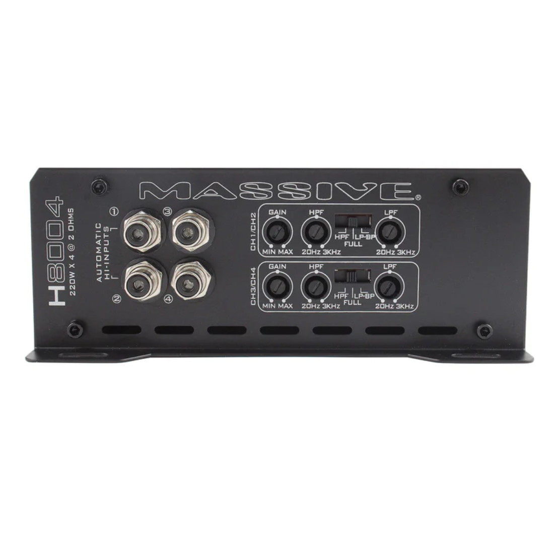 Massive Audio H8004 4-Channel 125W RMS x 4 @ 4-Ohms MOSFET Car Amplifier