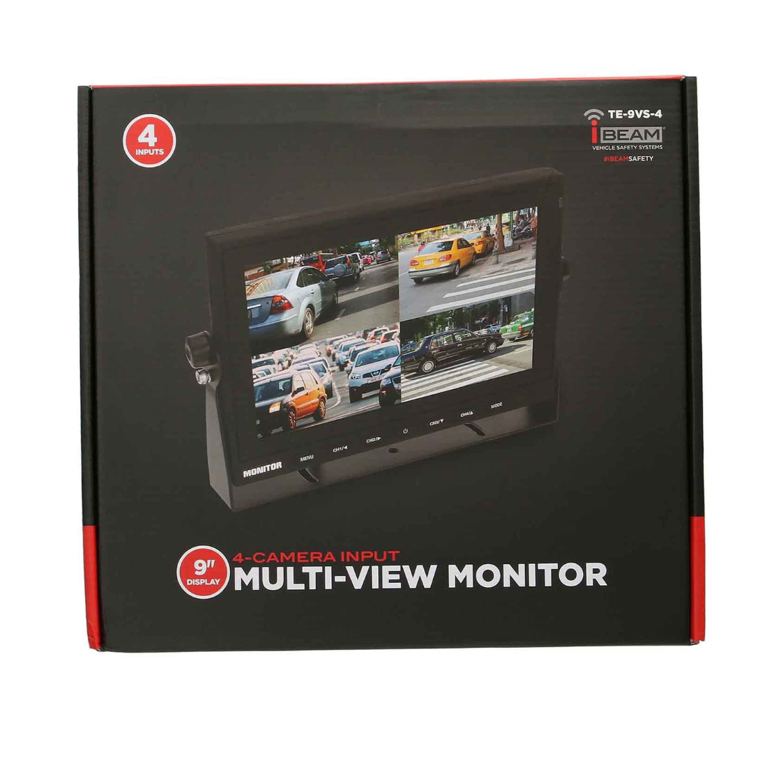 iBeam TE-9VS-4 9 Inch Commercial Quad View Monitor with Split Screen Display