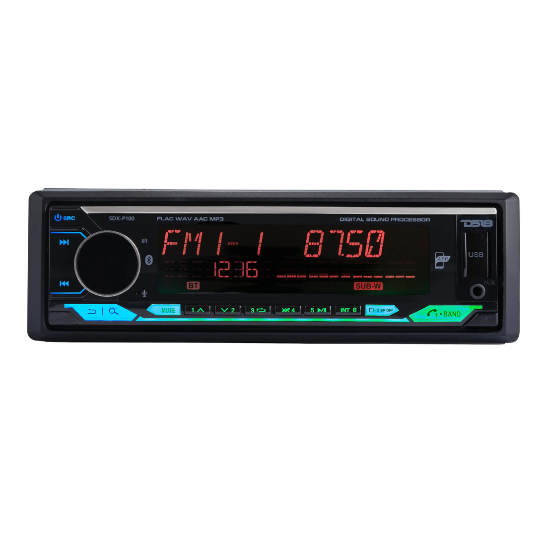 DS18 SDX-P100 1-DIN AM/FM/USB/APP/DSP/Bluetooth Mechless Digital Media Receiver