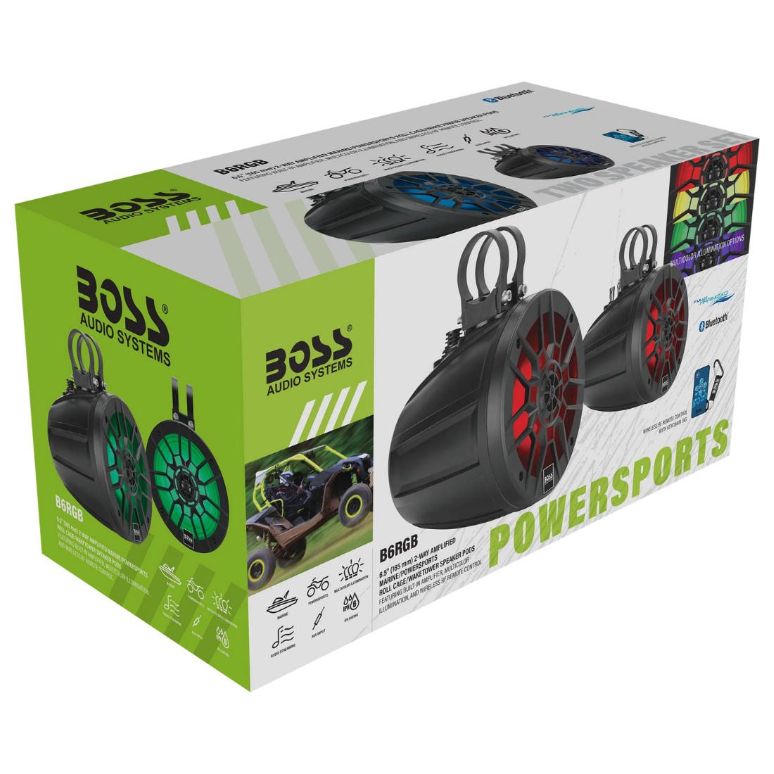 Boss Audio B6RGB 6.5" Marine Roll Cage ATV/UTV Waketower Bluetooth Speaker Pods