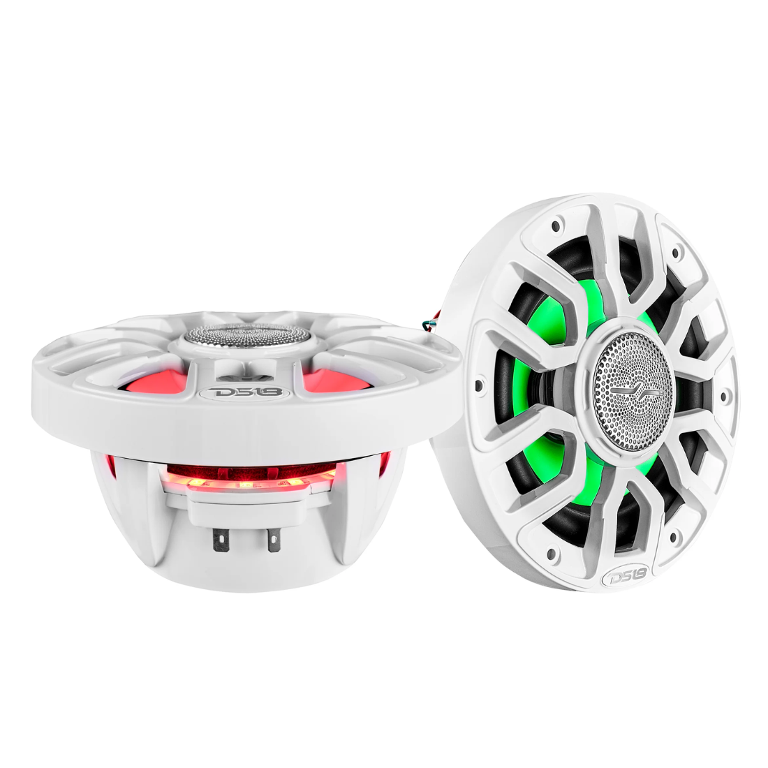 DS18 NXL-IQ8/WH 8" 2-Way 350W Max Marine Coaxial Speakers w/ LED Lights (White)