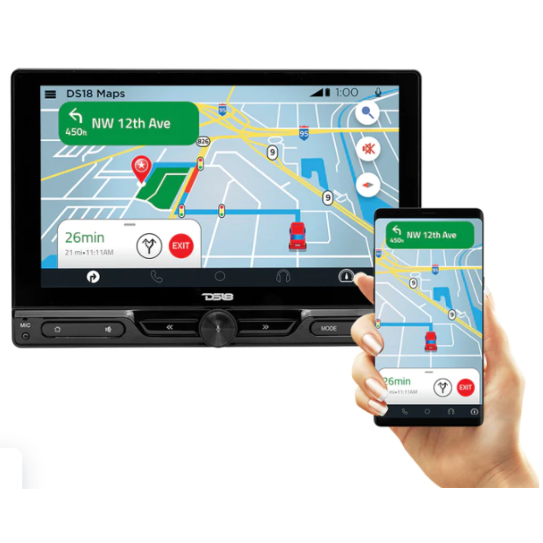 DS18 DDX10.5CP single DIN Mechless Digital Multimedia Receiver w/ 10.5" Touchscreen