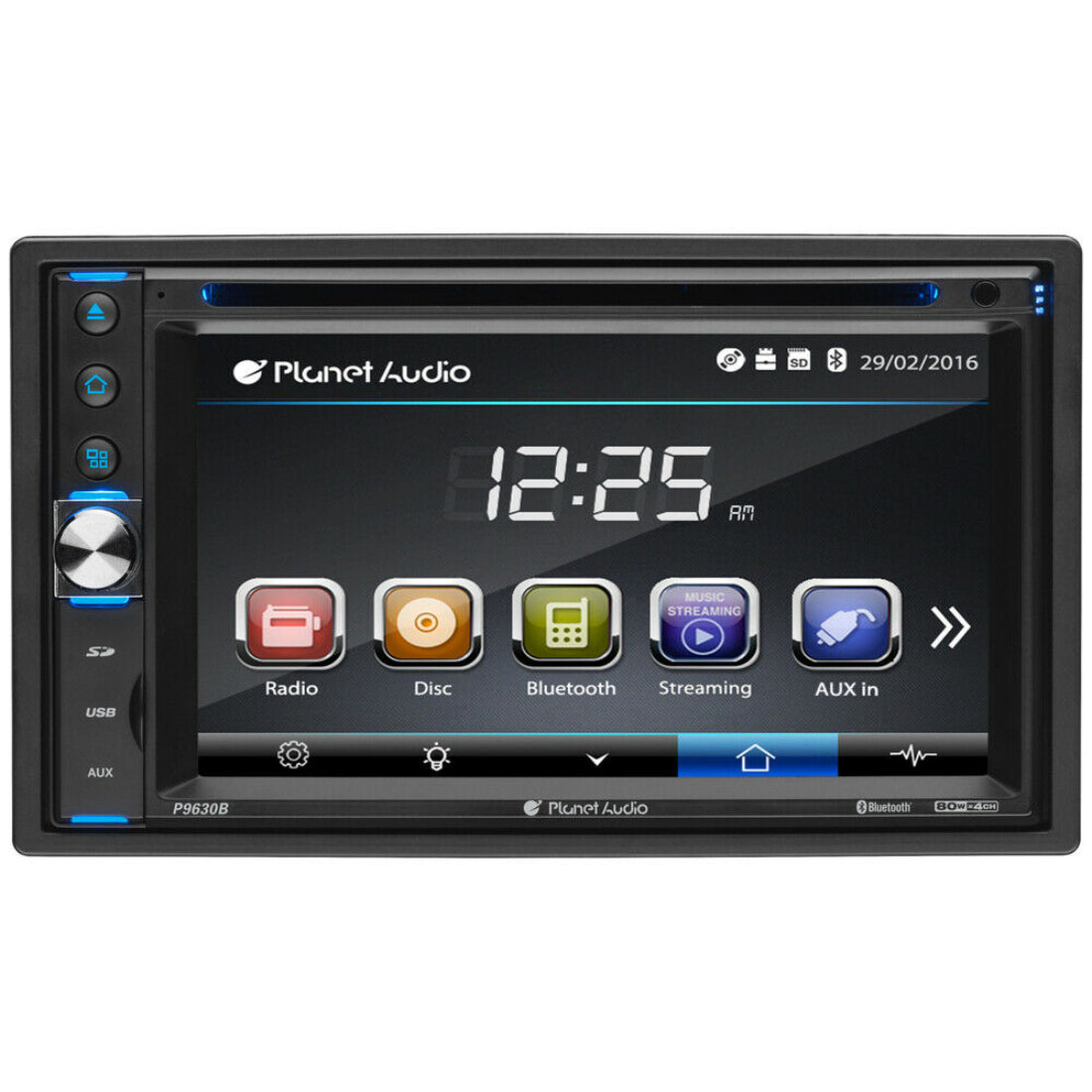 Planet Audio P9630B Double DIN Touchscreen Bluetooth In Dash Vehicle DVD Player