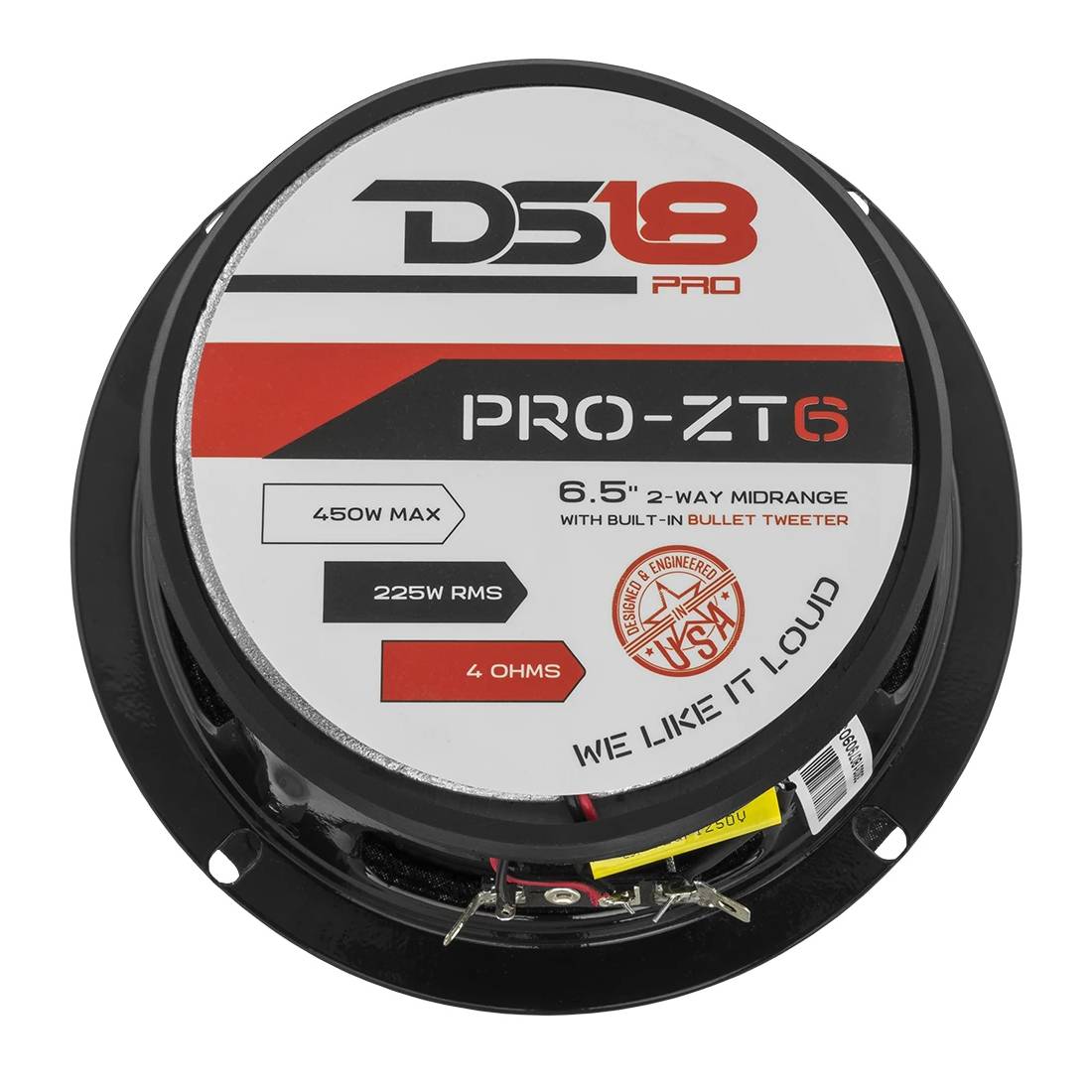 DS18 PRO-ZT6 450 Watts Max Power 4 Ohm 6.5" 2 Way Midrange Stereo Car Audio Speakers
