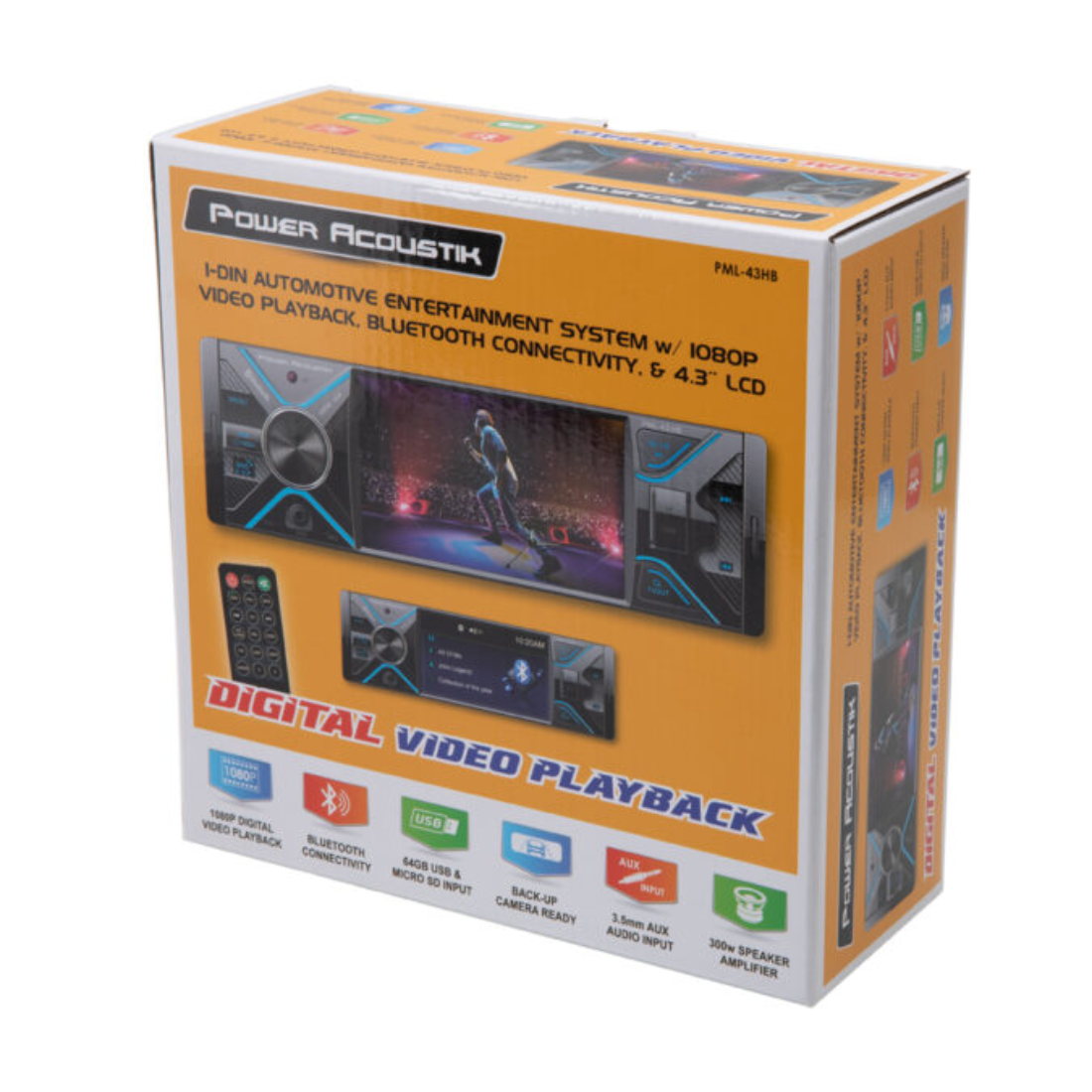 Power Acoustik PML-43HB Bluetooth Digital 1080P Multimedia Receiver w/ 4.3" LCD