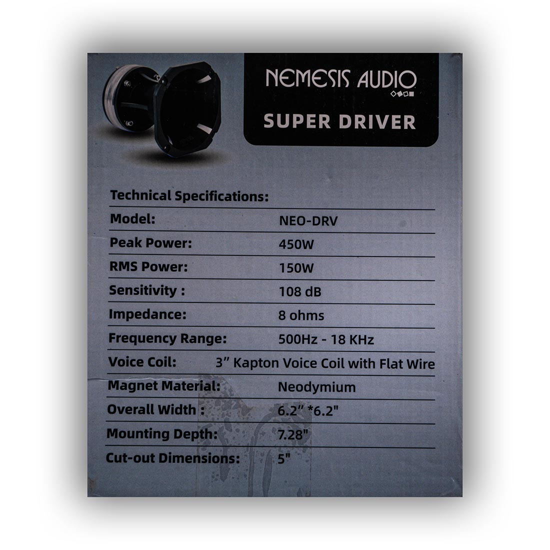 Nemesis Audio NEO-DRV 450W Max 8-Ohm 3" Kapton Voice Coil Super Driver (Single)