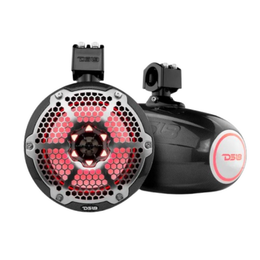 DS18 CF-X8TP 8" 375W Max Marine & Powersports Tower Speakers w/ RGB LED Lights
