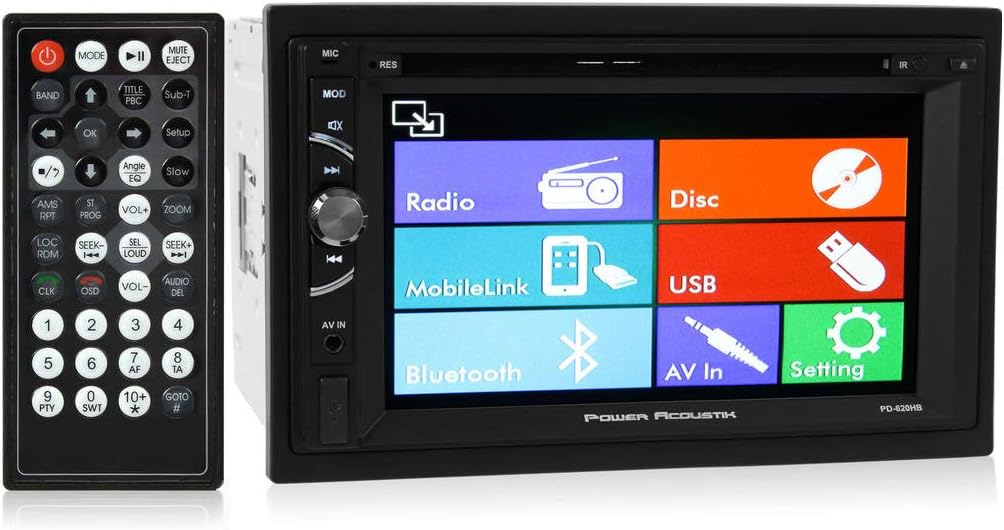 Power Acoustik PD-620HB Double DIN In-Dash USB/CD/MP3/DVD MobileLink 6.2" Diplay