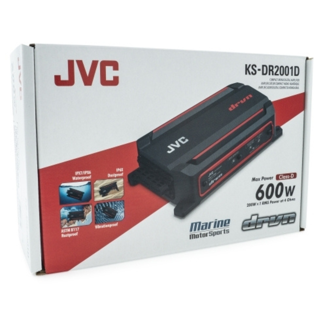 JVC KS-DR2001D 600W Max Mono Car/UTV/Motorcycle Compact Digital Marine Amplifier