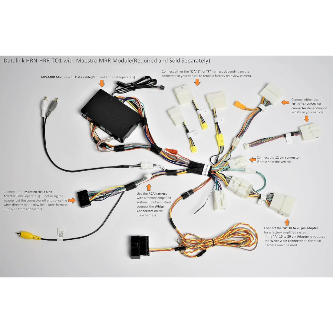 iDatalink Maestro HRN-HRR-TO1 Installation T-Harness for Toyota & Scion 2005-18