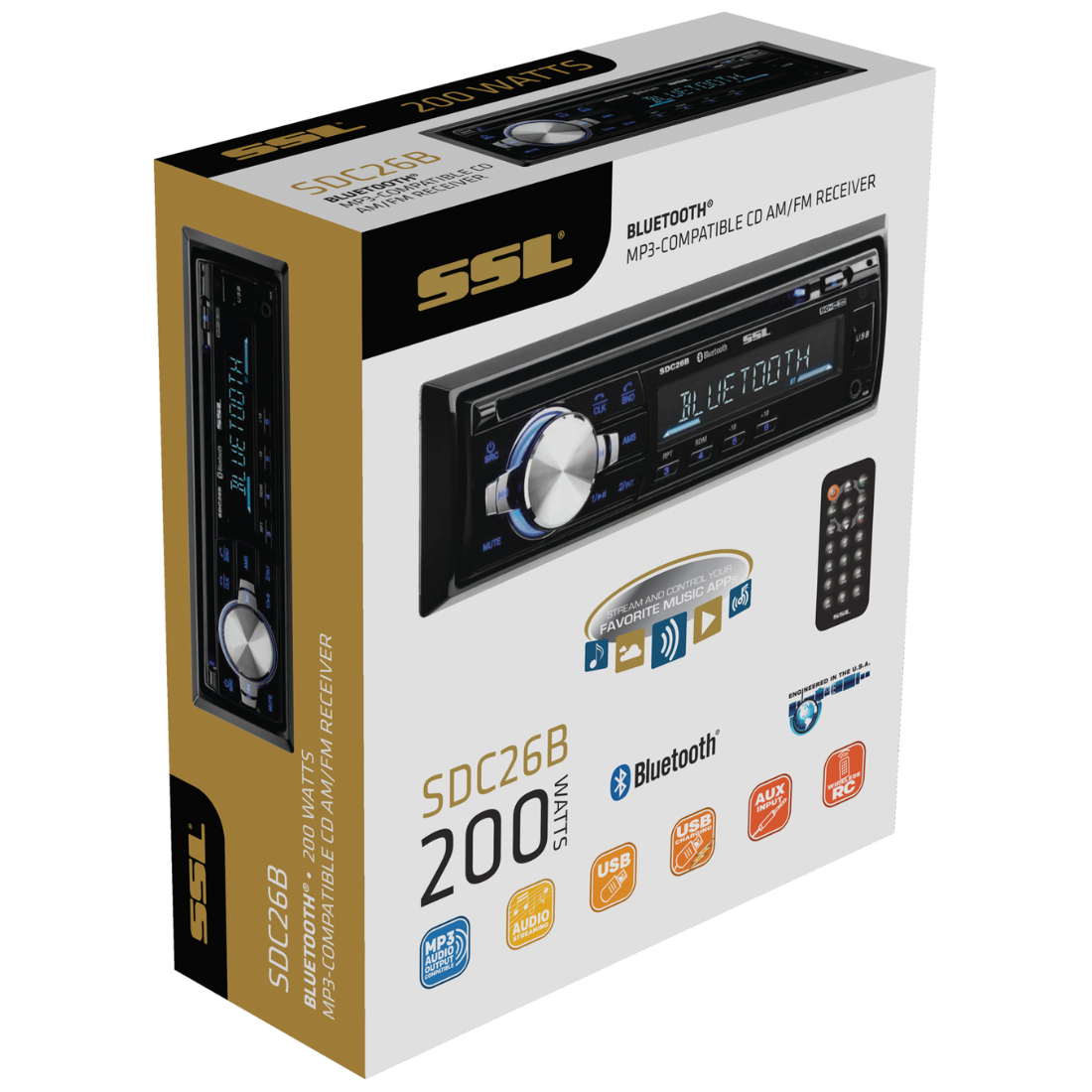 Sound Storm Labs SDC26B 1-DIN CD/MP3/USB/AM/FM Car In-Dash Receiver w/ Bluetooth