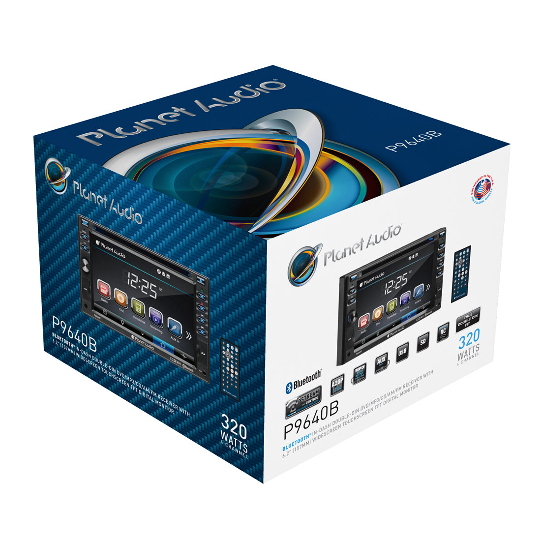 Planet Audio P9640B 2-DIN In-Dash CD DVD Bluetooth Receiver w/ 6.2" Touchscreen