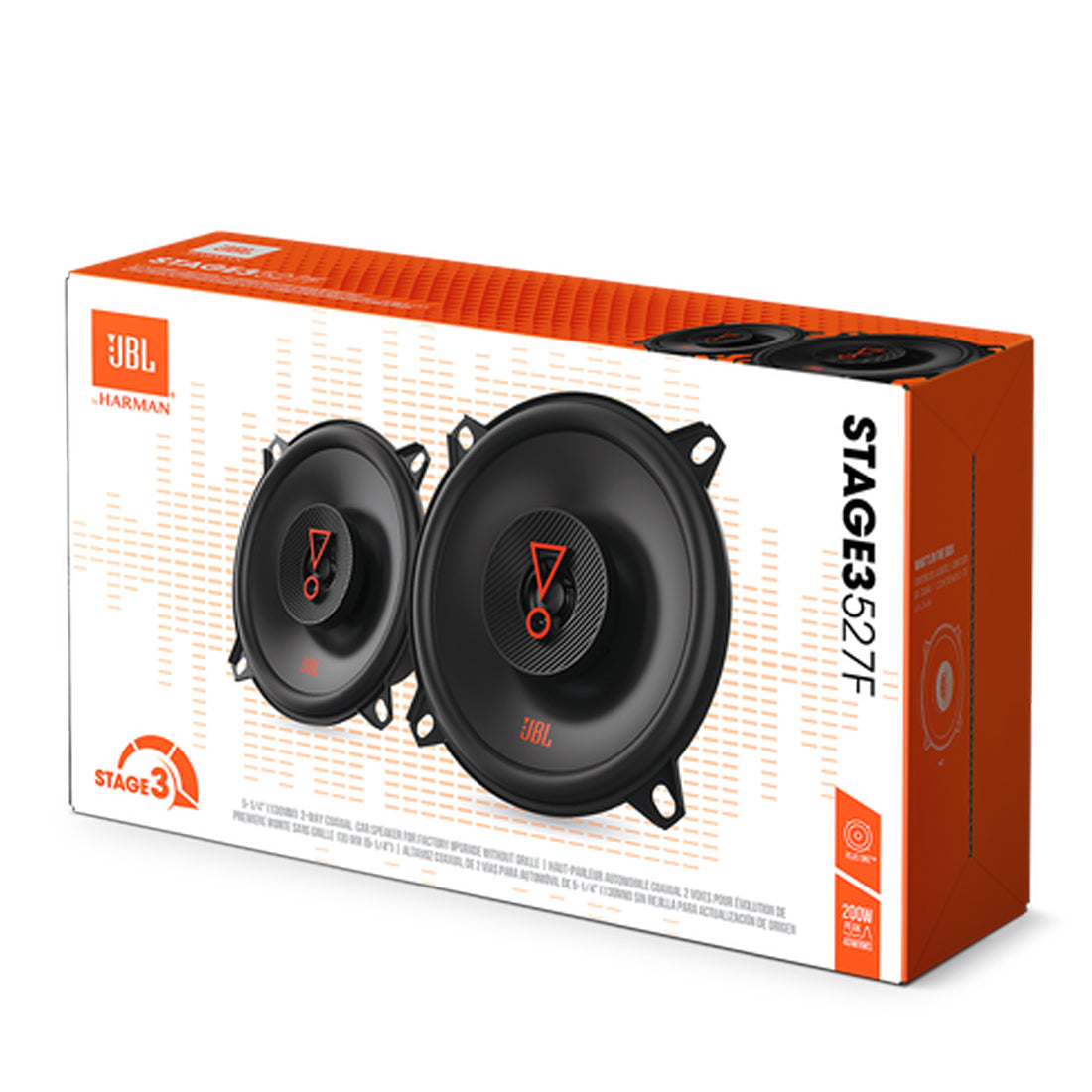 JBL Stage3 527F 5-1/4" 2-Way 200W Peak 3-Ohm Car Audio Speakers NO GRILL (Pair)