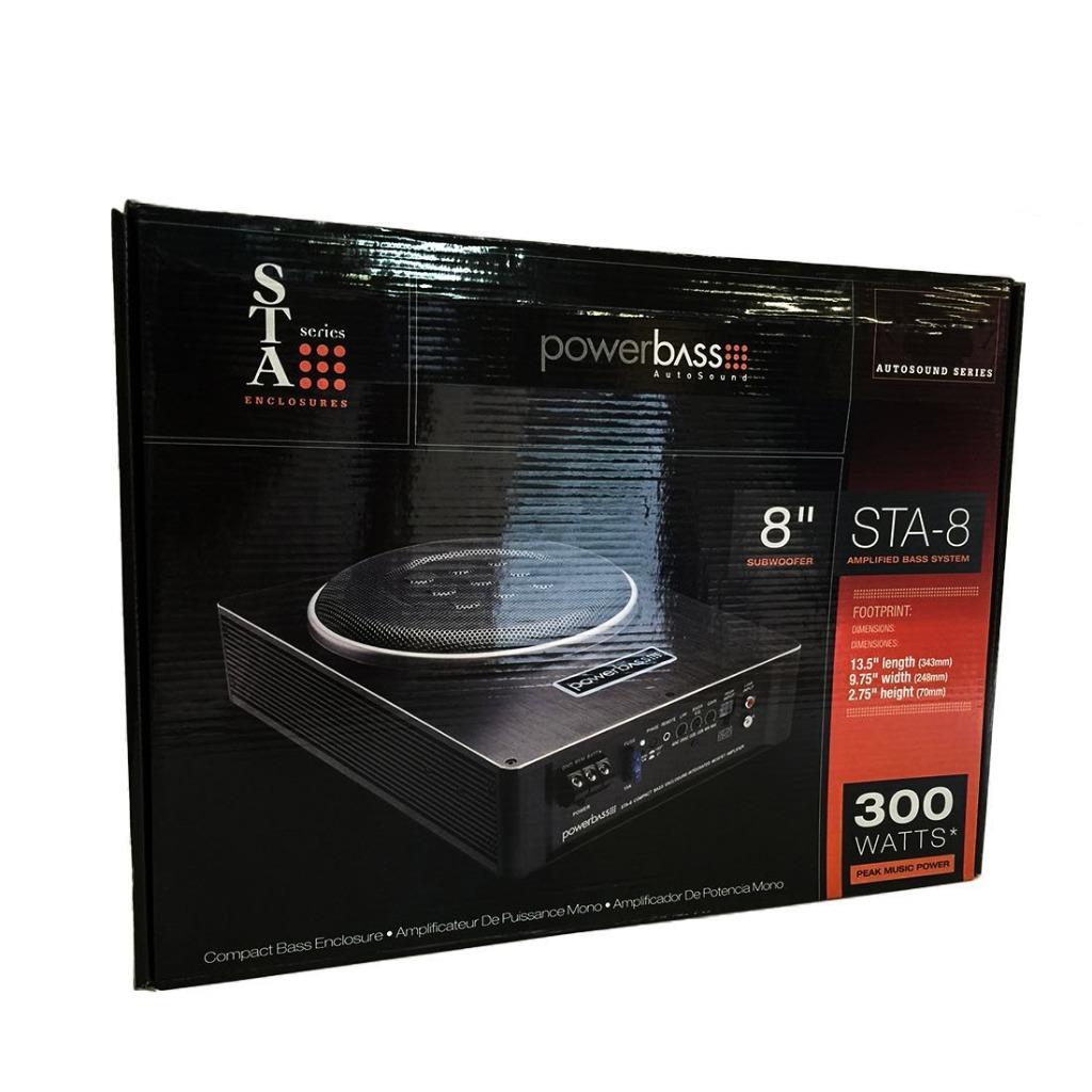 PowerBass STA-8 8" 300 W Max Single Amplified Car Under-Seat Subwoofer Enclosure
