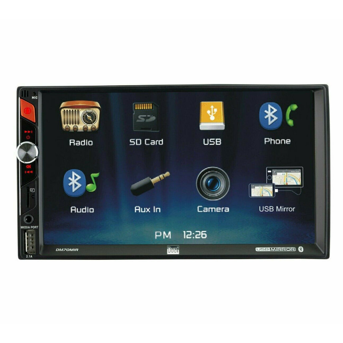 Dual DM70MIR 2-DIN USB Mirroring Mechless Digital Media 7" Touchscreen Reciever
