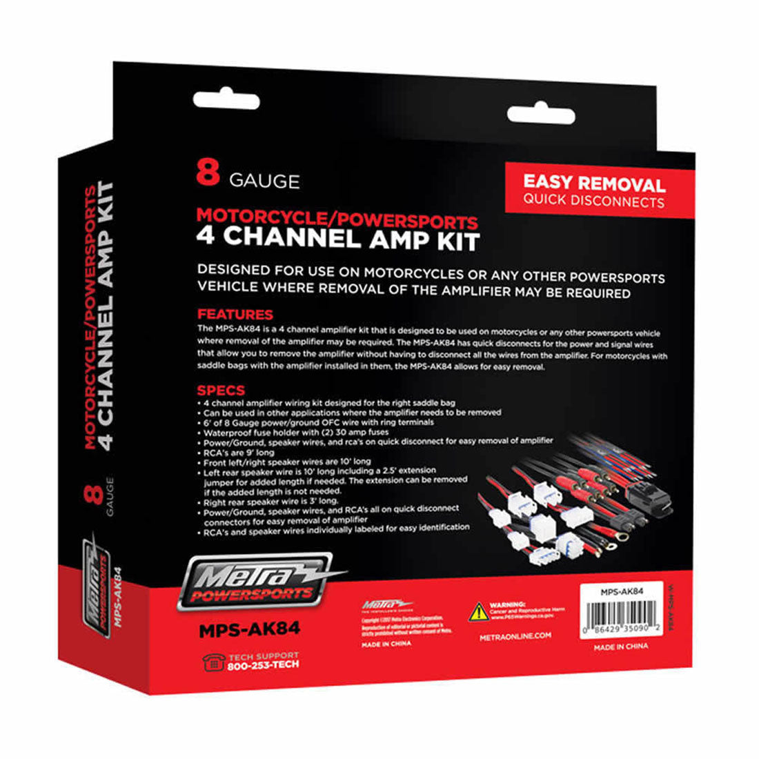 Metra MPS-AK84 Motorcycle & Powersports 4-Channel 8-Gauge Amplifier Kit