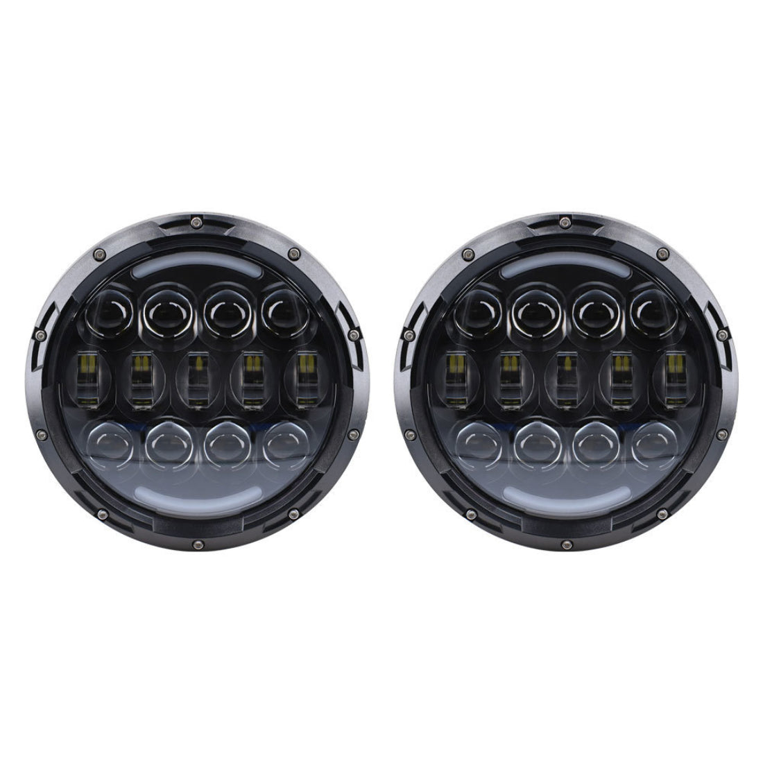 HEISE JP-704RGB RGB Backlit Headlight - 7 Inch, 15 LED