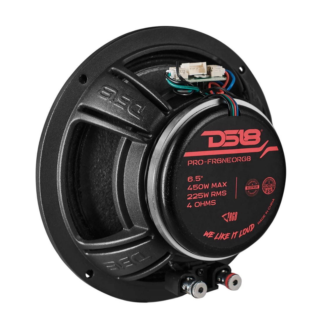 DS18 PRO-FR6NEORGB 6.5" 450W Max 4-Ohm Full Range Loudspeaker w/ RGB (Single)