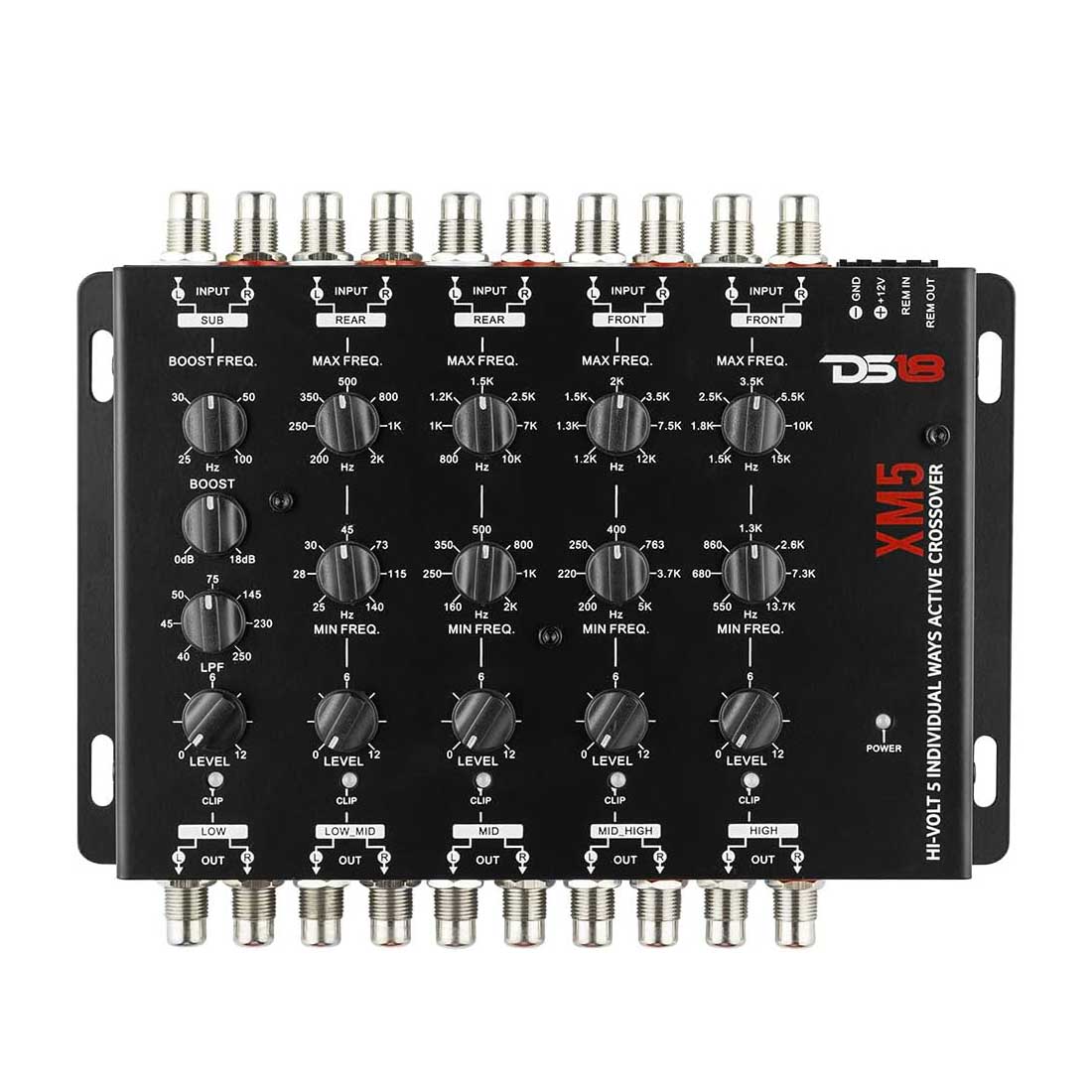 DS18 XM5 High Volt 5-Way Car Audio Active Crossover with Bass Boost