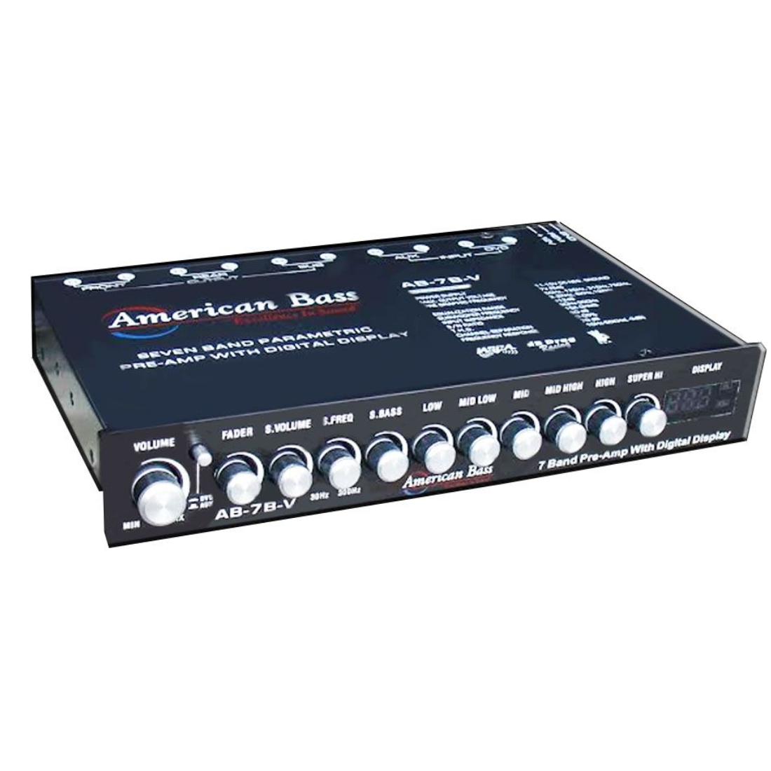 American Bass ABV-7B 7-Band Parametric Equalizer Pre-Amp with Digital Display