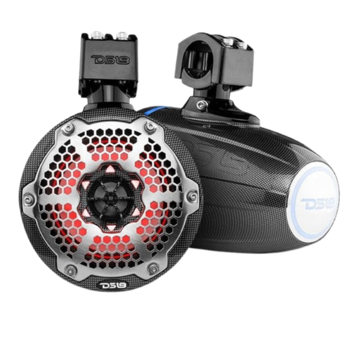 DS18 CF-X6TP 6.5" 2-Way 100W RMS 4-Ohm Marine Powersports Tower Speakers w/ RGB