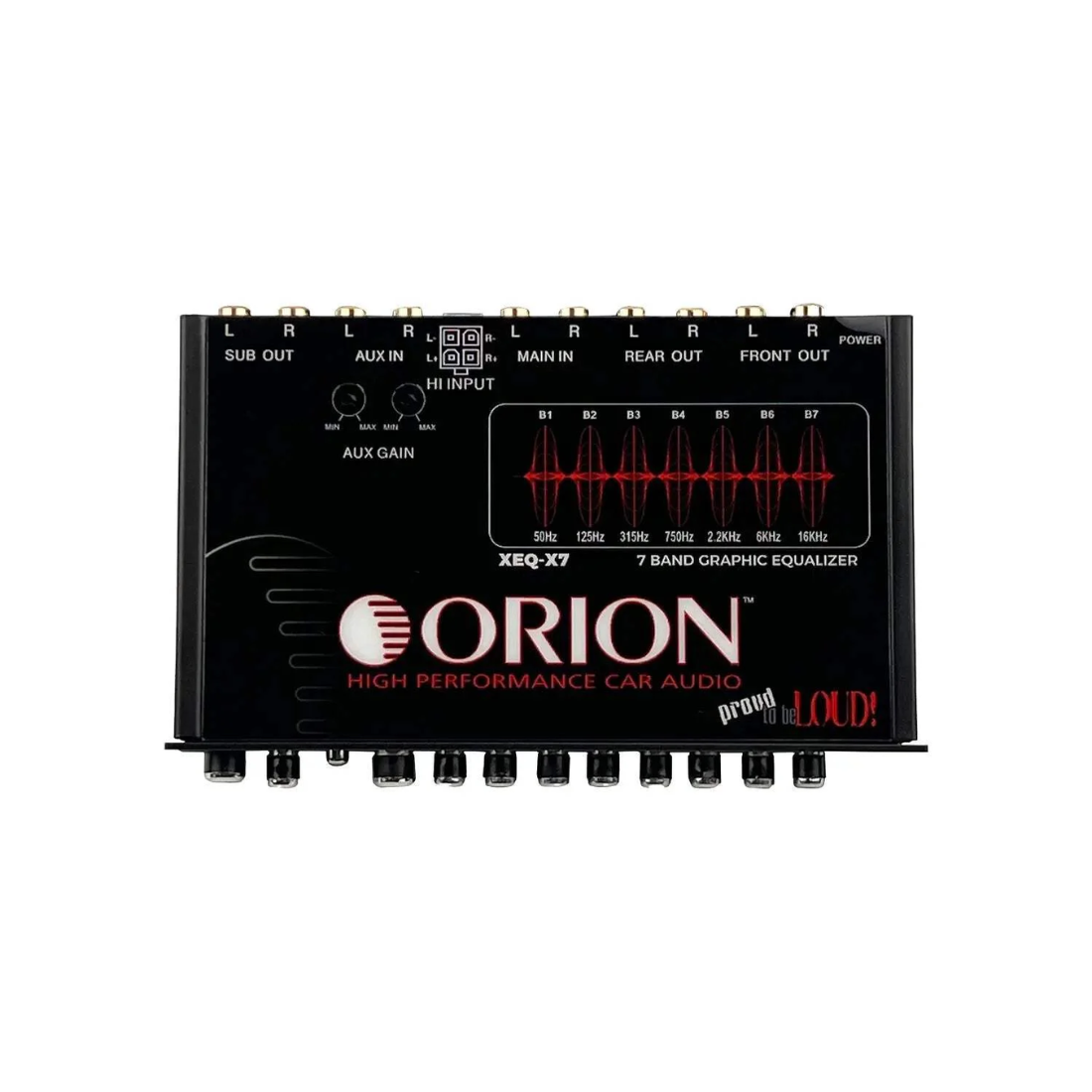 Orion XEQ-X7 7-Band Graphic Equalizer with Front AUX Input & Subwoofer Control