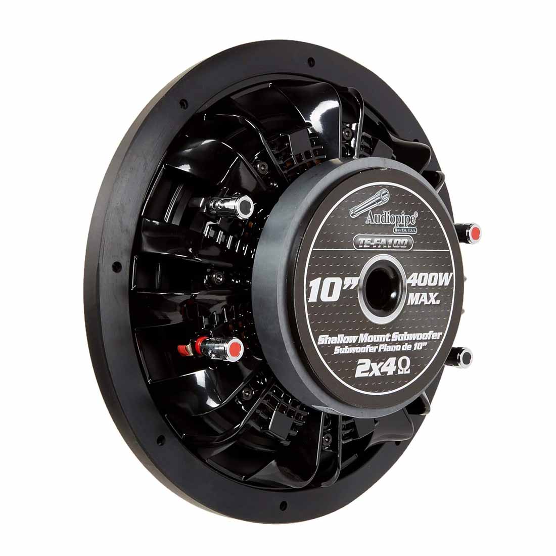 Audiopipe TS-FA100 10" 400W Peak Dual 4-Ohm Voice Coil Car Audio Flat Subwoofer