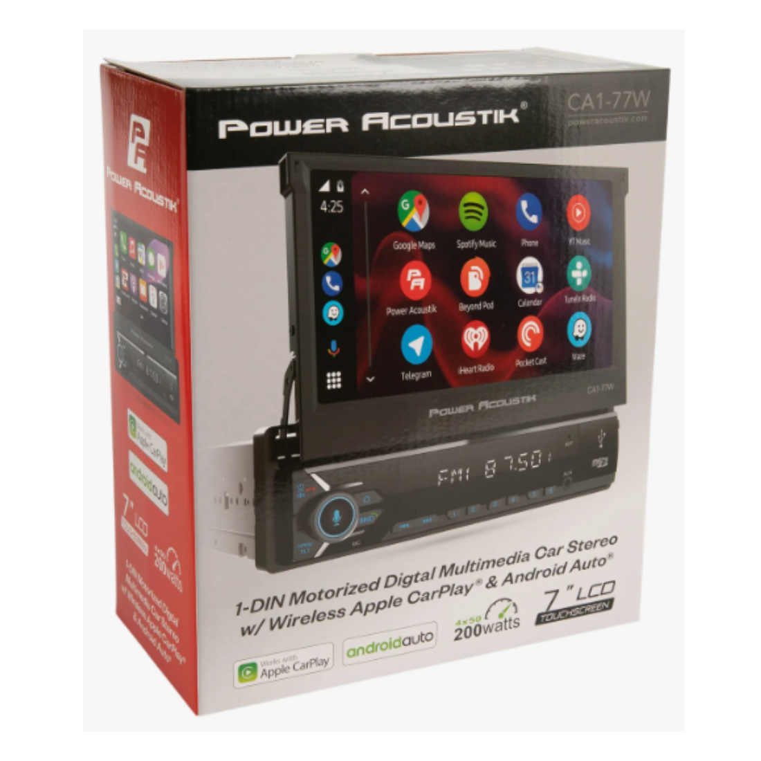 Power Acoustik CA1-77W 7" Digital Media Receiver w/ Apple CarPlay & Android Auto