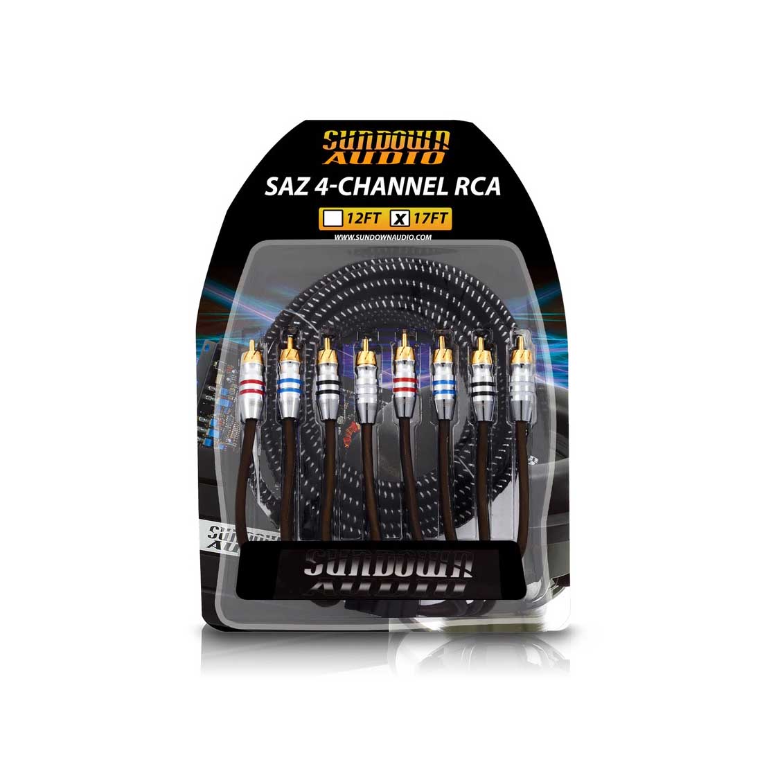 Sundown Audio SAZ-17FT 4-Channel 17Ft. Twisted 100% OFC RCA Interconnect Cable