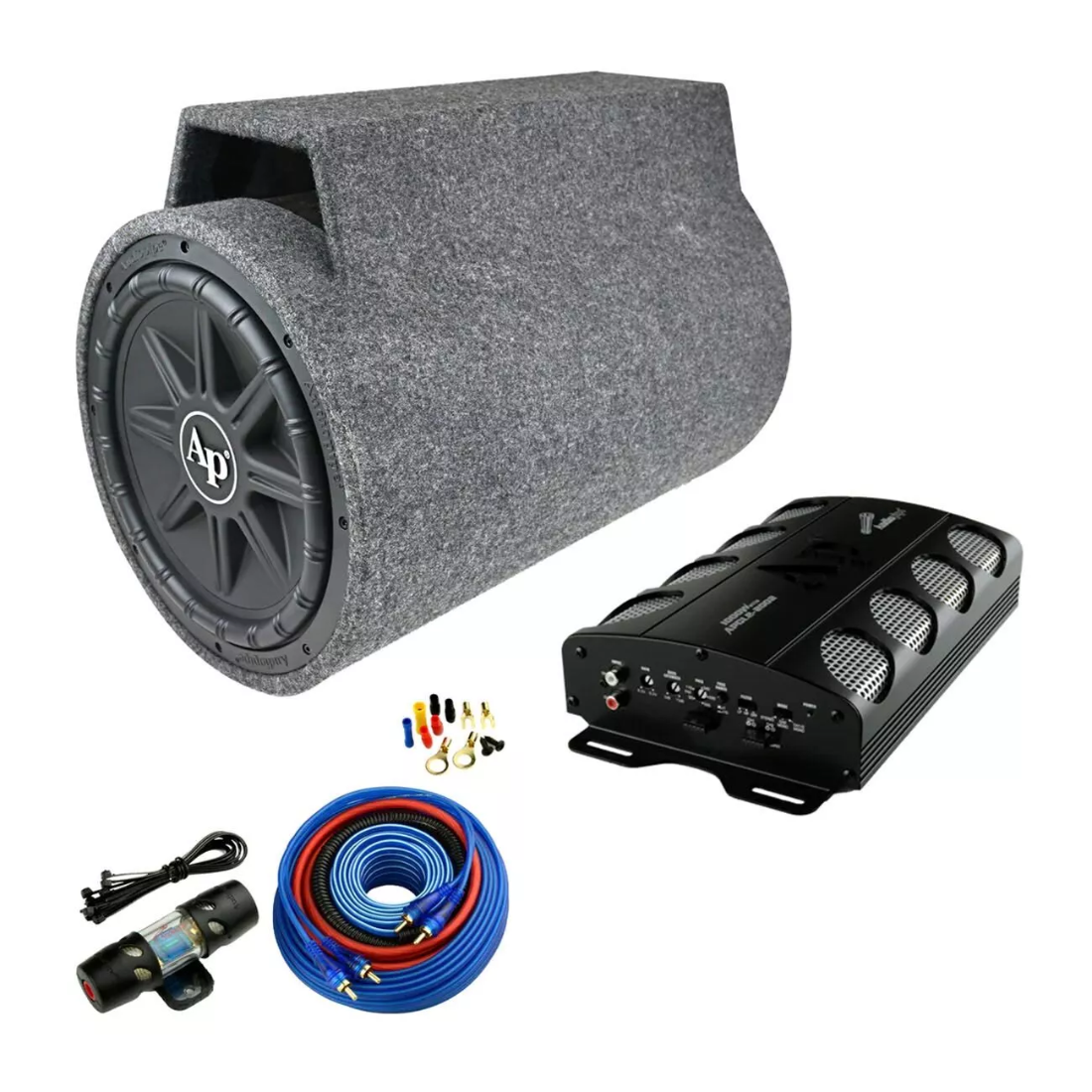 Audiopipe TUBO-X1250A 12" Enclosed Subwoofer & 2-Channel Amplifier Audio Package