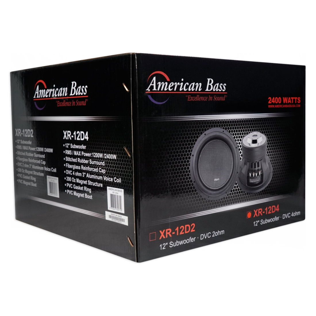 American Bass XR-12D4 12" 2400W Max Dual 4-Ohm Voice Coil Car Audio Subwoofer