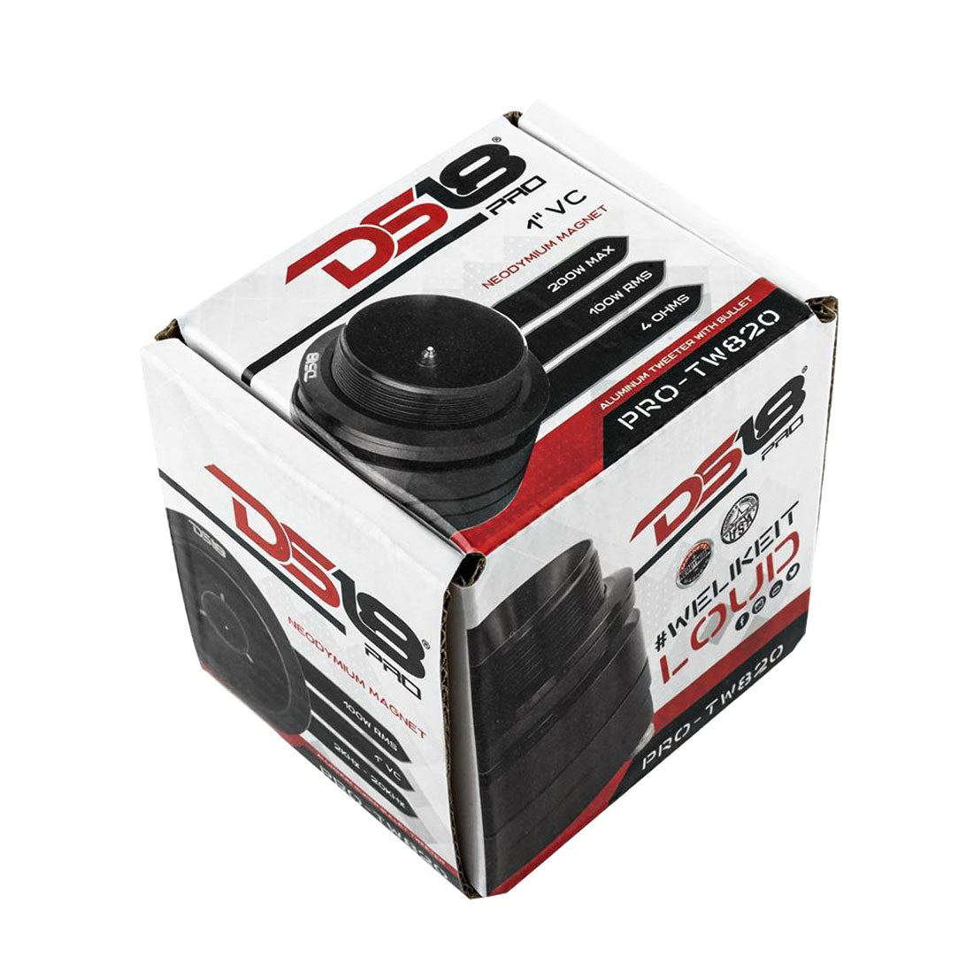 DS18 PRO-TW820 200 W Max 1" VC 4-Ohms Stereo Car Audio Super Bullet Tweeter