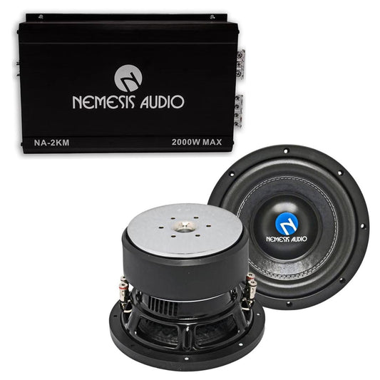 Nemesis Audio Monoblock Amplifier + (2) 8" Dual 4-Ohm Subwoofer Audio Package