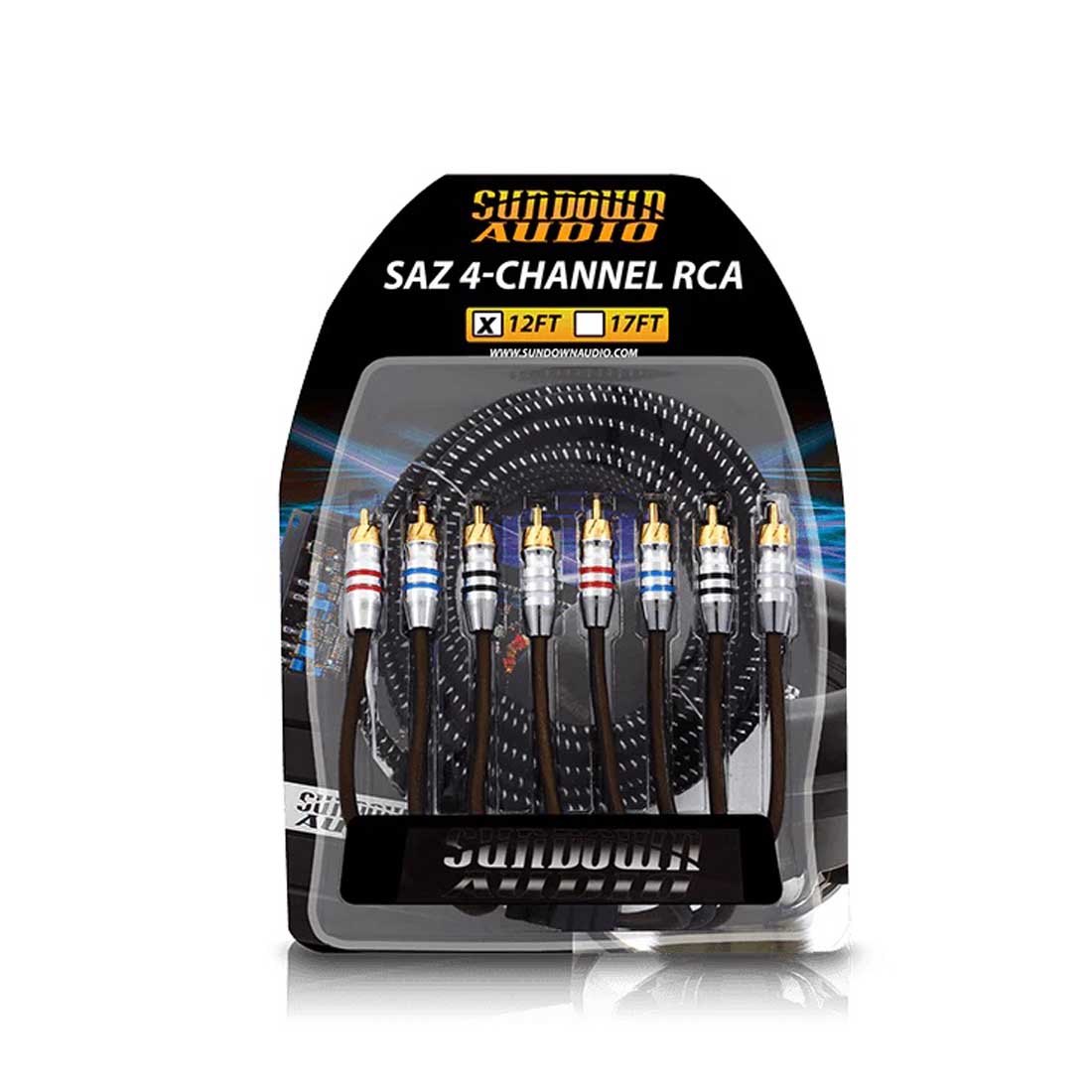 Sundown Audio SAZ-12.4 4-Channel 12Ft. Twisted 100% OFC RCA Interconnect Cable