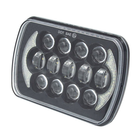 Heise HE-5X7B1 5" x 7" 85W Rectangular Black Front Face 17 LED Headlights