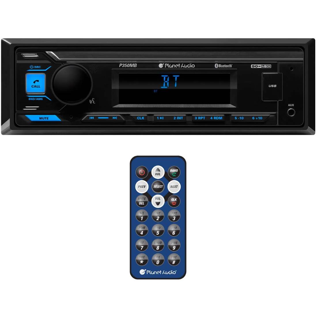 Planet Audio P350MB 50 Watts Max Single-DIN MECH-LESS No CD/DVD Bluetooth Multimedia Player