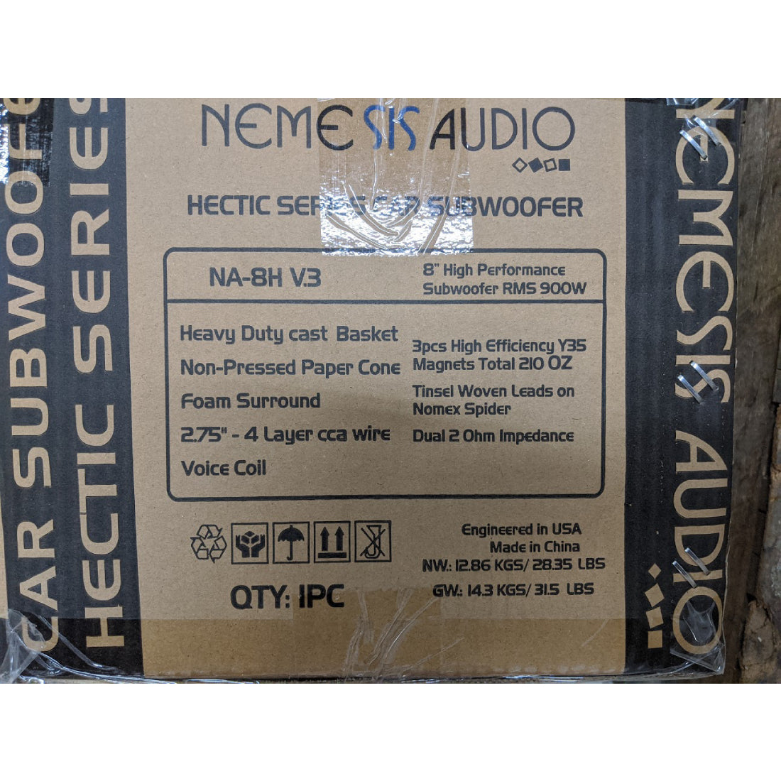Nemesis Audio NA-8H V.3 D2 8" 1800W Peak Dual 2-Ohm Voice Coil DVC Car Subwoofer